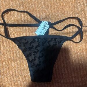 New w tags PINK Victoria's Secret Black Lace Thong Size:Medium